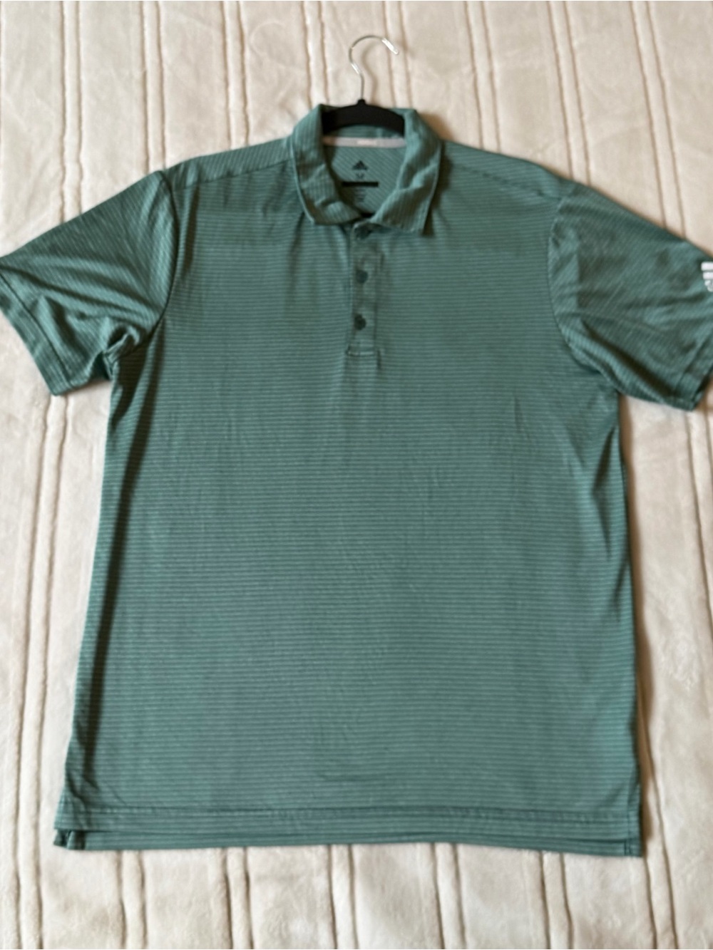 adidas Men’s Green Striped Performance Polo